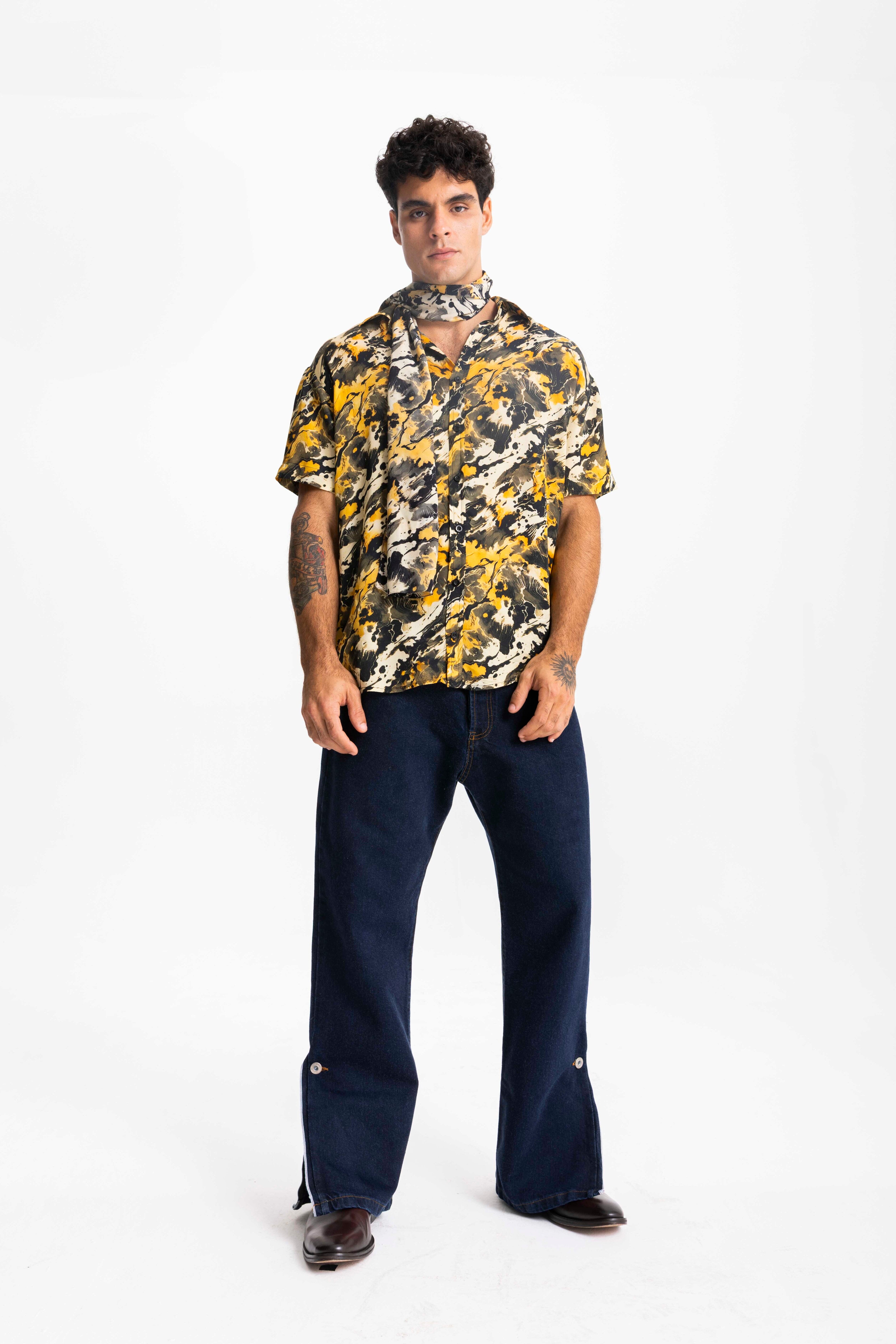Camisa Estampada Seda Pura