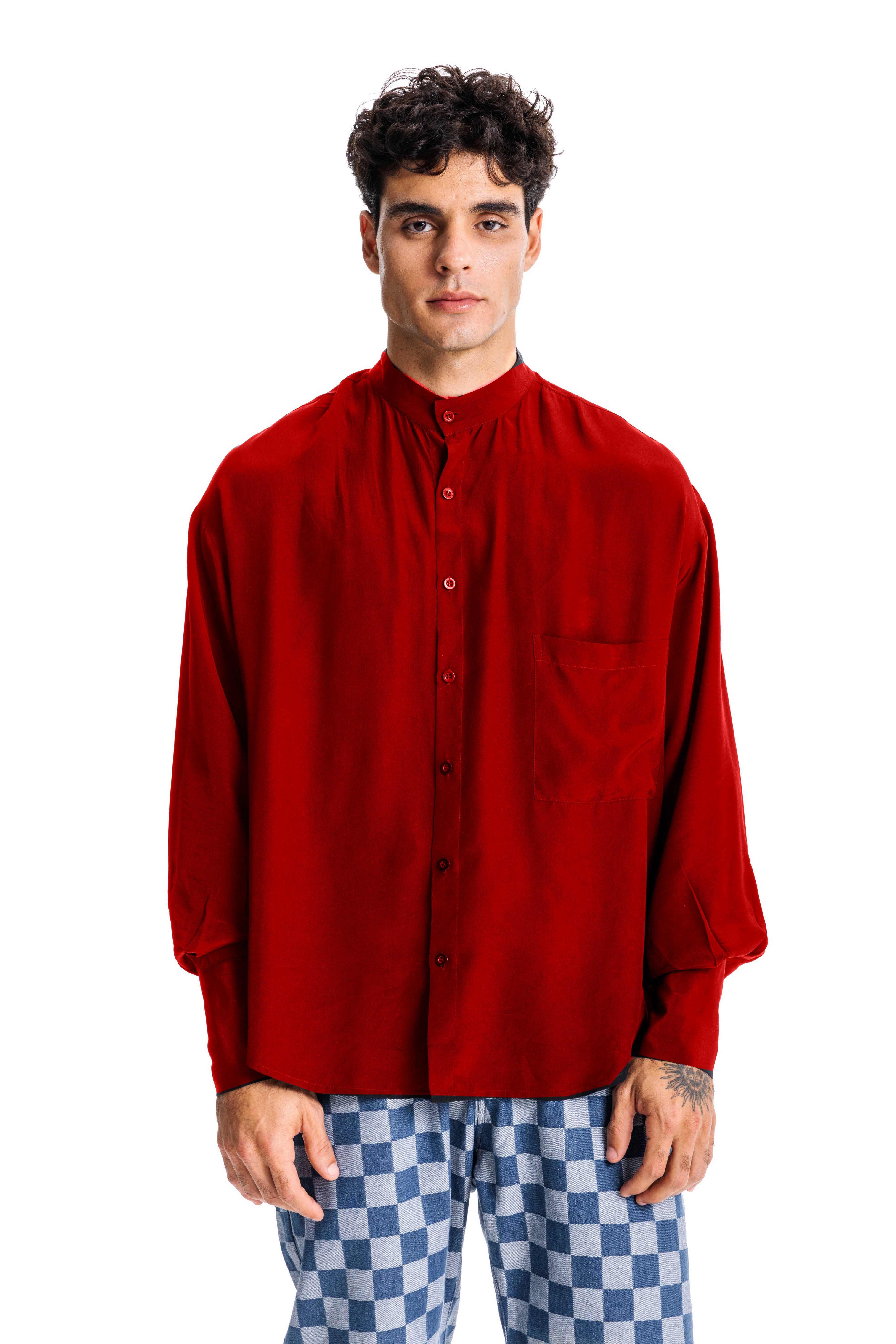 Camisa de Seda Vermelha Shauer